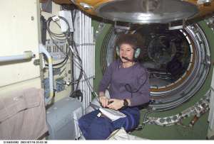 Astronaut Susan Helms KC7NHZ having a contact