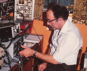 Pat Gowen G3IOR in radio shack circa 1975