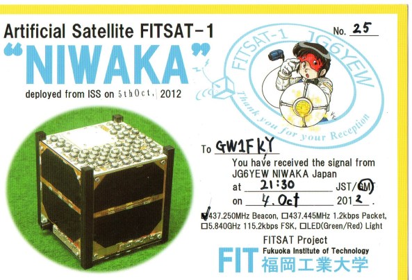 FITSAT-1 QSL card GW1FKY - Front