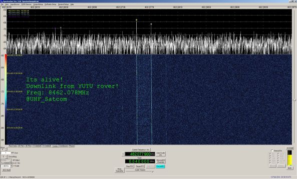 Jade Rabbit (Yutu) 8462.078 MHz signal received by Paul Marsh M0EYT February 12, 2014