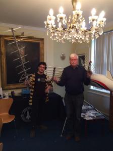 Laurence de Bruxelle and Andy Thomas G0SFJ with KickSat ground station antennas