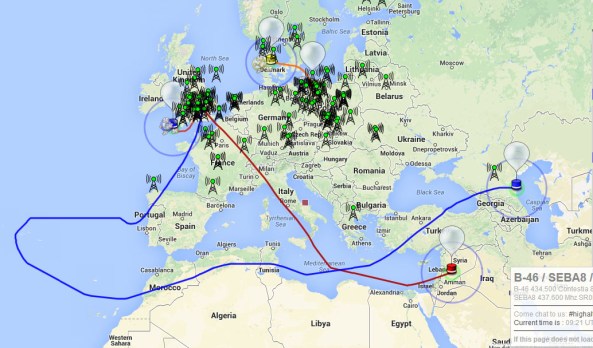 Track of B-44 and B-45 balloons on April 19, 2014