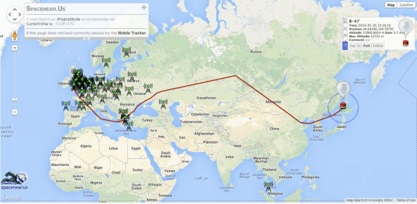 8-Day flight path of the B-47 party balloon