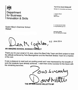Project Horizon - Letter from the RT Hon David Willetts MP