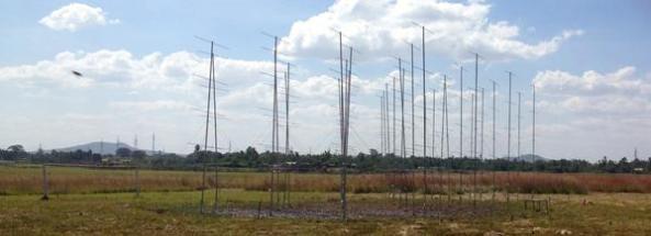 First 18 of the 49.9 MHz radar antennas pointing skywards