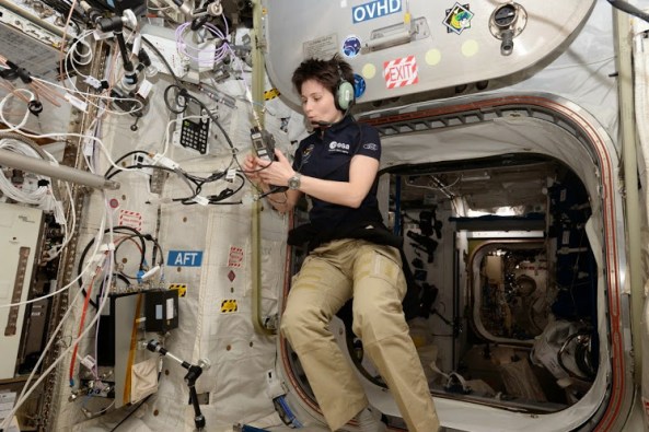 Samantha Cristoforetti IZ0UDF using the amateur radio station in the ISS Columbus module