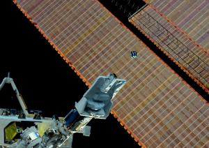 AESP-14 CubeSat released from ISS - Photo by Samantha Cristoforetti IZ0UDF