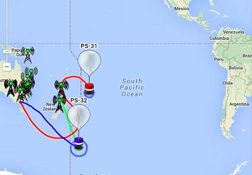 PS-31 and PS-32 balloon track as of January 26, 2015