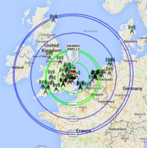 Transmission coverage area of the balloons at 1352 GMT June 29