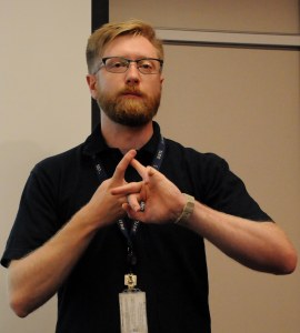 Dr Chris Bridges 2E0OBC at the AMSAT-UK International Space Colloquium - Credit DK3WN