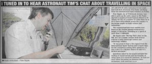 ISS amateur radio article in Southend Echo Jan 13, 2016