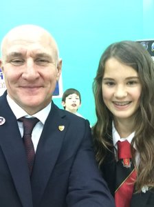 Headteacher Alan Gray G4DJX with Jessica Leigh M6LPJ - Image Credit Sandringham School