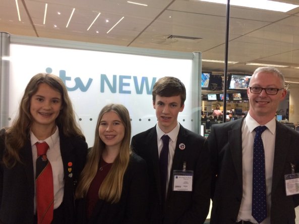 Sandringham School students at ITV News in London - Image Credit @SandringhamSch1