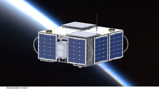 Simulation of AggieSat4 on orbit - Credit Andrew Shell