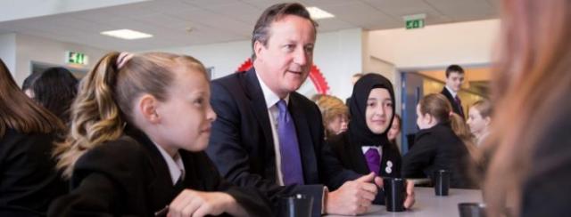 In 2014 the UK PM spoke to Oasis Academy Brightstowe students - Image Credit Oasis Academy
