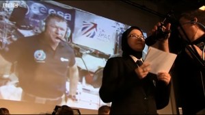 Seema Talib-Hussain talking to Tim Peake GB1SS
