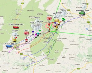 Tracks of some of the balloons - Credit PitsProject