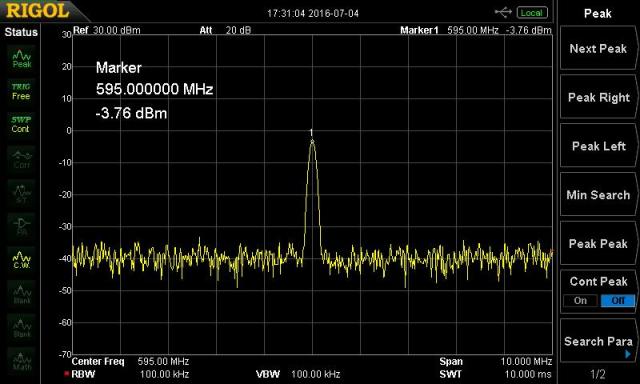 Figure 3 Output of the Si590 local oscillator module