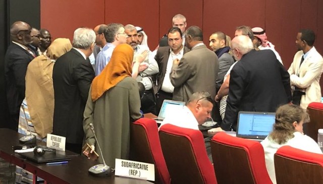 RSGB Spectrum Forum Chair Murray G6JYB talking to delegates at WRC-19