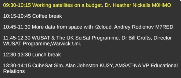 2022 AMSAT-UK Colloquium Sunday Schedule