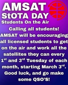Students On The Air - StOTA Every 1st and 3rd Tuesdays of each month starting March 3, 2026